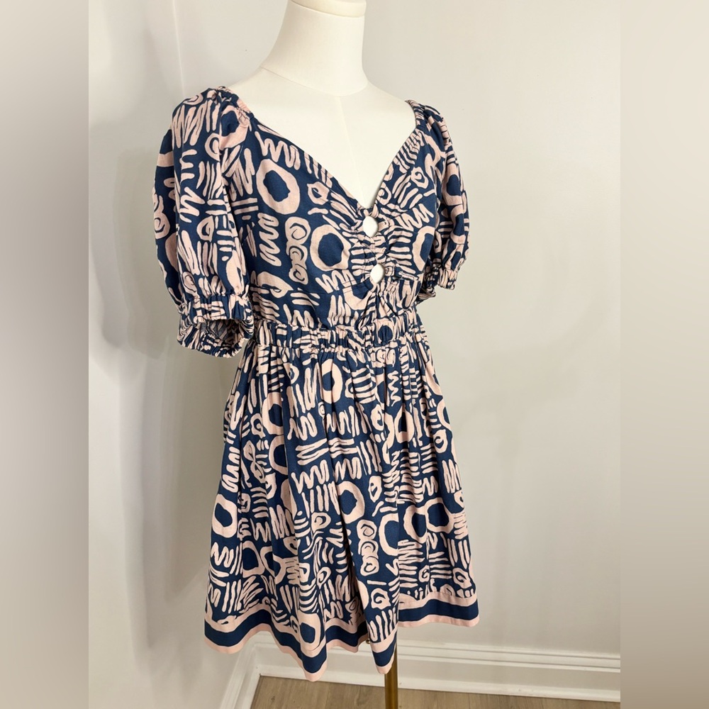 Cleobella Inez Mini Dress In Blush/Blue Size M